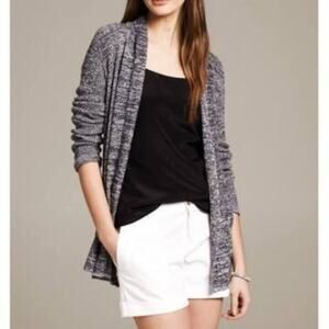 Banana Republic Cardigan Open Front Marled Preppy Navy Blue Size XS
